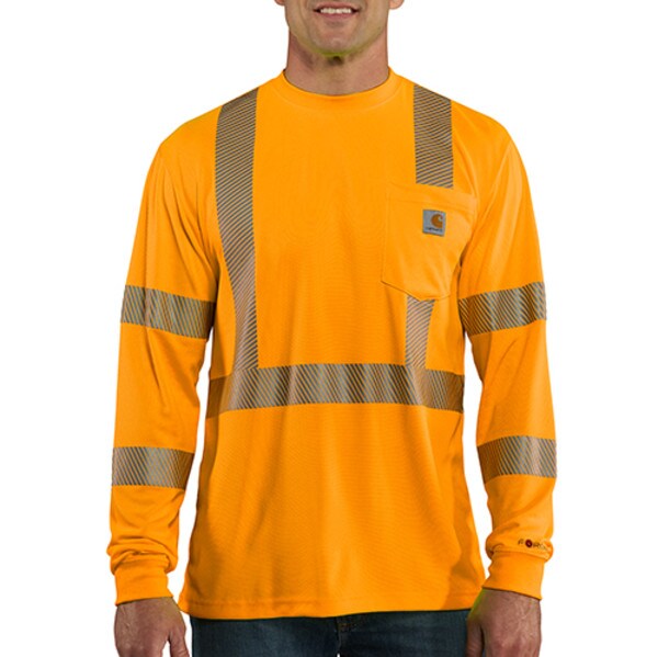 Carhartt Force Class 3 Hi-Vis Long Sleeve T-Shirt in Bright Orange